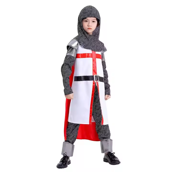 Hot selling new high Quality Halloween medieval Templar Crusader costume for boys3